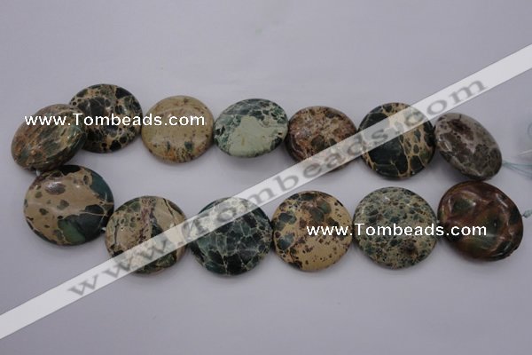 CIJ48 15.5 inches 30mm flat round impression jasper beads wholesale