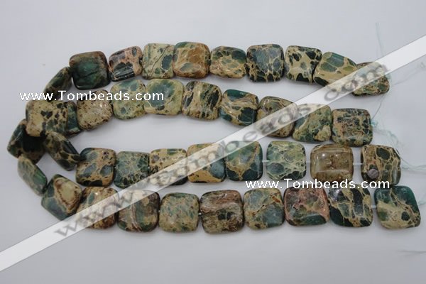 CIJ56 15.5 inches 20*20mm square impression jasper beads wholesale