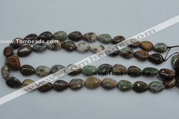 CJA03 15.5 inches 13*18mm teardrop green jasper beads wholesale