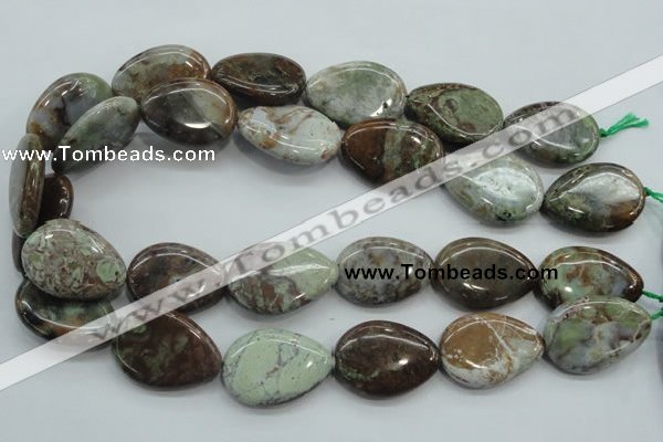 CJA05 15.5 inches 20*30mm teardrop green jasper beads wholesale