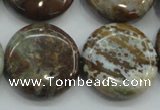 CJA07 15.5 inches 25mm coin green jasper beads wholesale