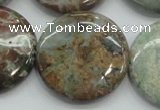 CJA08 15.5 inches 30mm coin green jasper beads wholesale