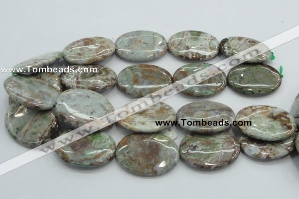 CJA09 15.5 inches 30*40mm oval green jasper beads wholesale