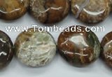 CJA26 15.5 inches 20mm flat round green jasper beads wholesale