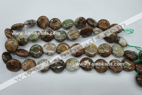 CJA26 15.5 inches 20mm flat round green jasper beads wholesale