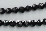 CJB06 16 inches 8mm faceted round natural jet gemstone beads wholesale