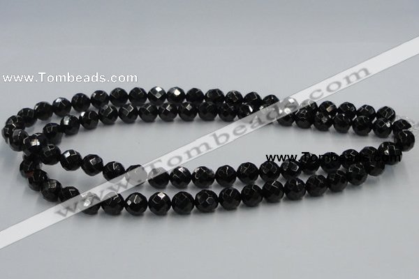 CJB07 16 inches 10mm faceted round natural jet gemstone beads wholesale