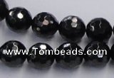 CJB08 16 inches 12mm faceted round natural jet gemstone beads wholesale