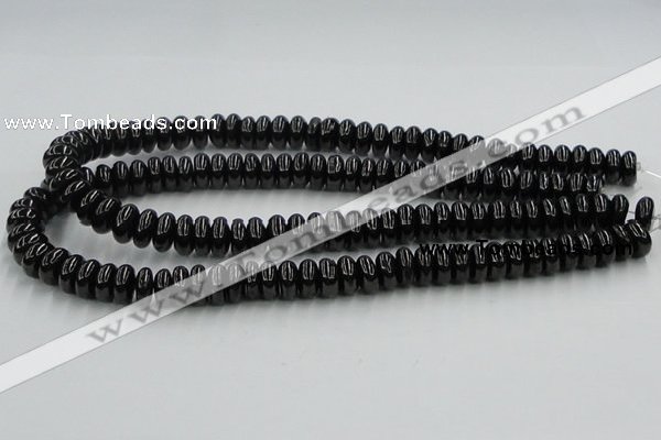 CJB11 16 inches 6*12mm rondelle natural jet gemstone beads wholesale