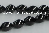 CJB15 16 inches 8*12mm twisted rice natural jet gemstone beads wholesale