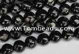 CJB151 15.5 inches 8mm round natural jet & pyrite gemstone beads