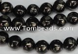 CJB152 15.5 inches 10mm round natural jet & pyrite gemstone beads