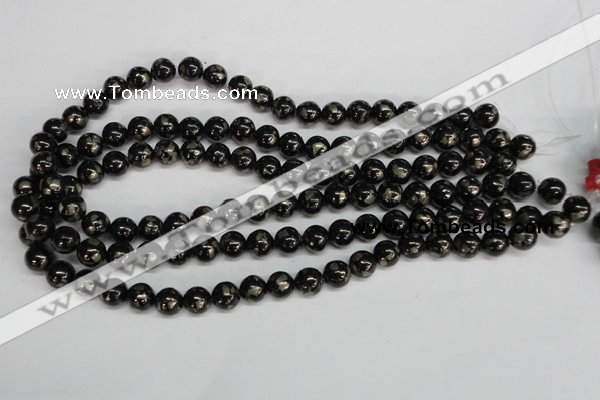 CJB152 15.5 inches 10mm round natural jet & pyrite gemstone beads