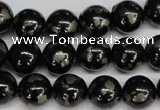 CJB153 15.5 inches 12mm round natural jet & pyrite gemstone beads