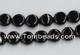 CJB19 16 inches 8mm flat round natural jet gemstone beads wholesale