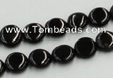 CJB20 16 inches 10mm flat round natural jet gemstone beads wholesale