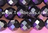 CJB200 15.5 inches 5mm faceted round jet beads wholesale