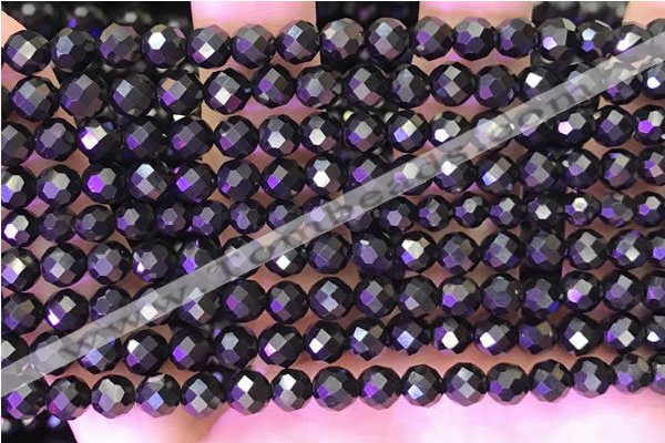 CJB200 15.5 inches 5mm faceted round jet beads wholesale