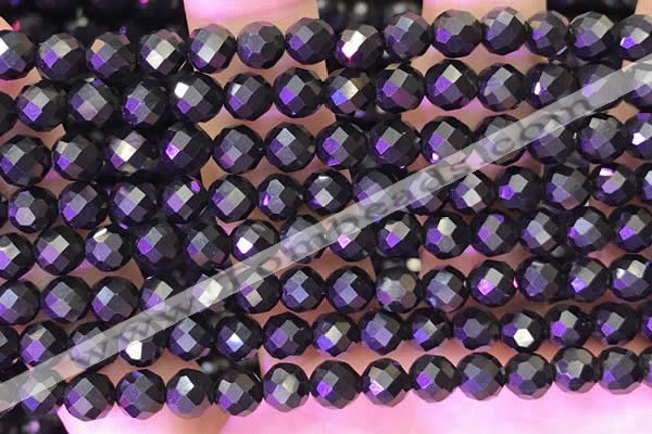 CJB201 15.5 inches 6mm faceted round jet beads wholesale