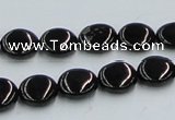 CJB21 16 inches 12mm flat round natural jet gemstone beads wholesale