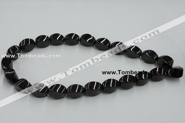 CJB36 16 inches 12*18mm twisted rice natural jet gemstone beads