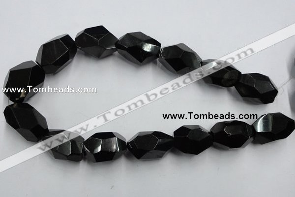 CJB41 16 inches 18*28mm faceted nugget natural jet gemstone beads