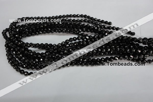 CJB45 15.5 inches 6mm faceted round natural jet gemstone beads