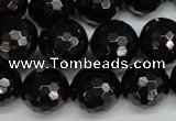 CJB47 15.5 inches 16mm faceted round natural jet gemstone beads