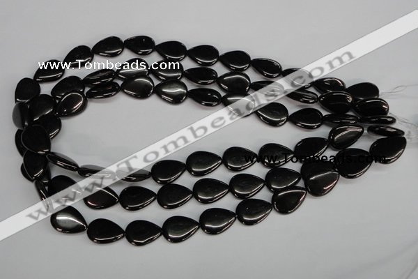 CJB69 15.5 inches 13*18mm flat teardrop natural jet gemstone beads