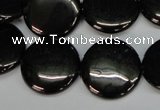 CJB78 15.5 inches 20mm flat round natural jet gemstone beads