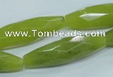 CKA111 15.5 inches 11*40mm faceted rice Korean jade gemstone beads