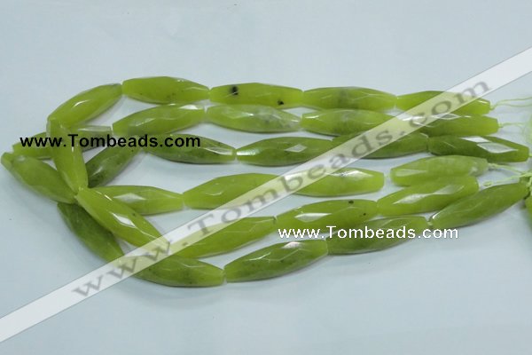 CKA111 15.5 inches 11*40mm faceted rice Korean jade gemstone beads