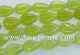 CKA112 15.5 inches 8*12mm flat teardrop Korean jade gemstone beads