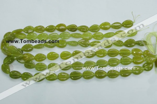 CKA113 15.5 inches 12*16mm flat teardrop Korean jade gemstone beads