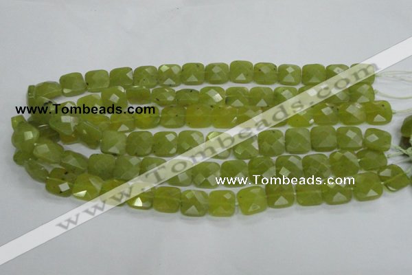 CKA116 15.5 inches 14*14mm faceted square Korean jade beads