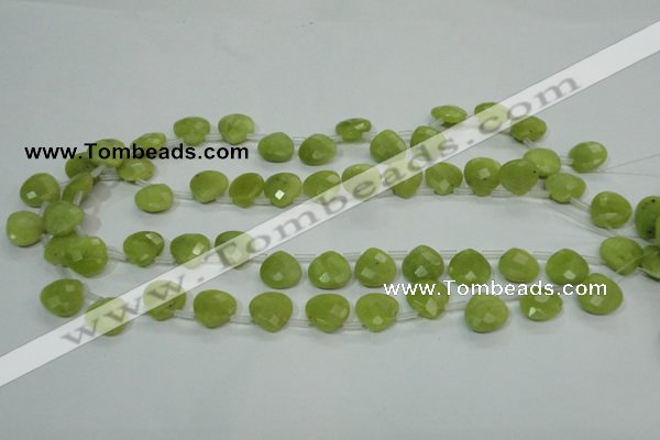 CKA119 Top-drilled 13*13mm faceted flat teardrop Korean jade beads