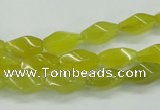 CKA21 15.5 inches 6*12mm twisted rice Korean jade gemstone beads