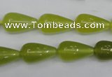 CKA212 15.5 inches 10*18mm teardrop Korean jade gemstone beads