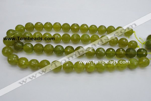 CKA220 15.5 inches 14mm faceted round Korean jade gemstone beads