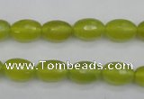 CKA226 15.5 inches 8*12mm faceted rice Korean jade gemstone beads