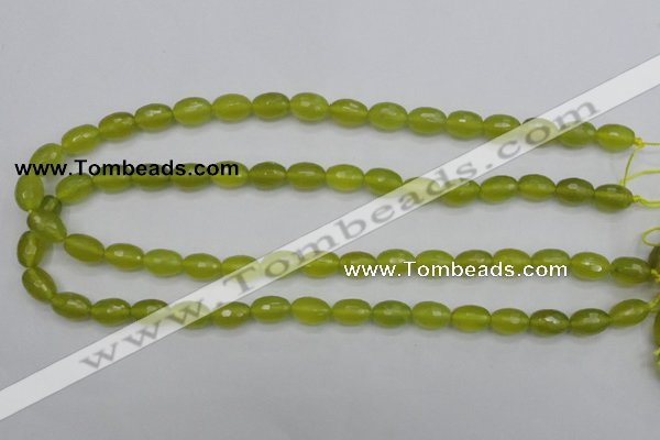 CKA226 15.5 inches 8*12mm faceted rice Korean jade gemstone beads