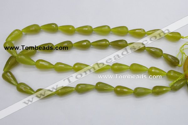 CKA229 15.5 inches 10*20mm faceted teardrop Korean jade gemstone beads