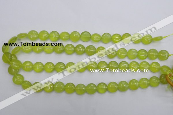 CKA236 15.5 inches 12mm flat round Korean jade gemstone beads