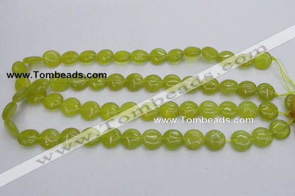 CKA237 15.5 inches 14mm flat round Korean jade gemstone beads