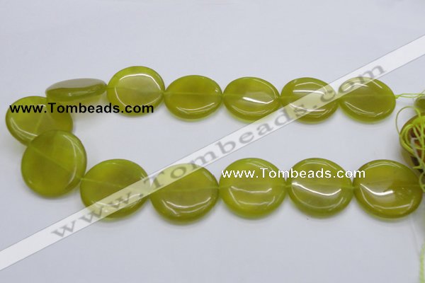 CKA240 15.5 inches 30mm flat round Korean jade gemstone beads