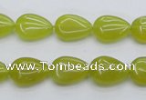 CKA255 15.5 inches 10*14mm flat teardrop Korean jade gemstone beads