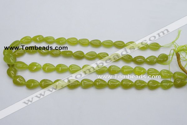 CKA255 15.5 inches 10*14mm flat teardrop Korean jade gemstone beads