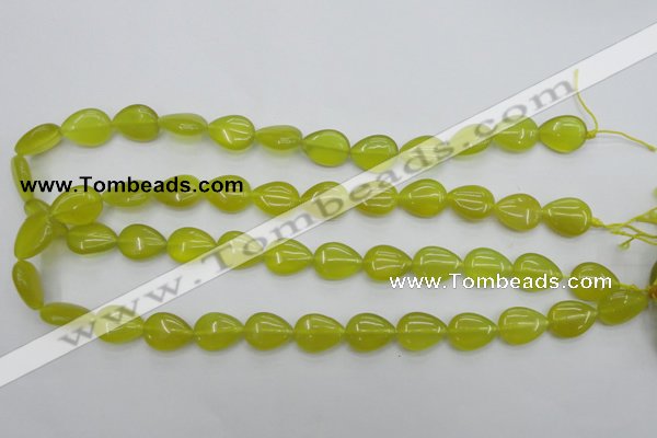 CKA256 15.5 inches 12*16mm flat teardrop Korean jade gemstone beads
