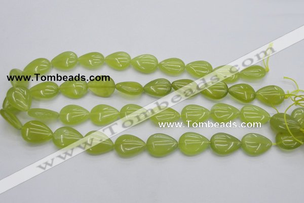 CKA257 15.5 inches 15*20mm flat teardrop Korean jade gemstone beads