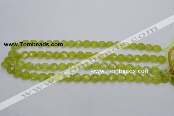 CKA265 15.5 inches 10mm faceted coin Korean jade gemstone beads